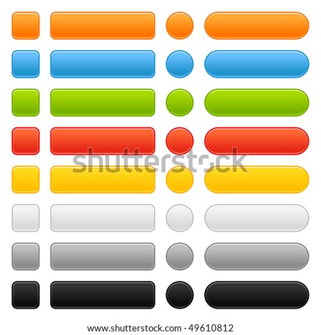 Matted colored blank internet web buttons set on white background