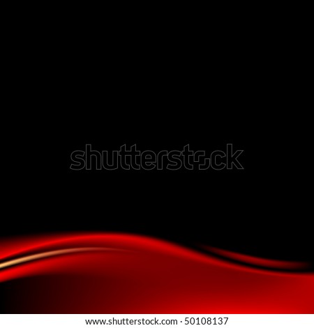 Red cloth stage decoration curtain with golden line on abstract black background