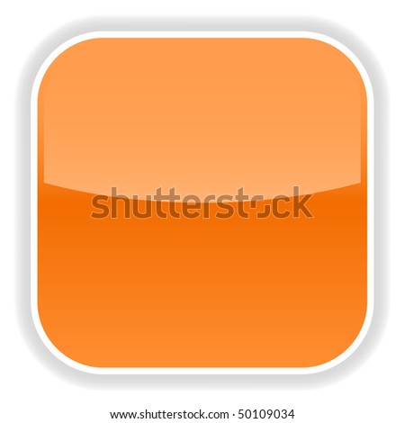 Orange glassy blank web 2.0 internet button with gray reflection on a white background