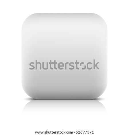 Stock Vector: White stone matted blank web button with shadow and reflection on white