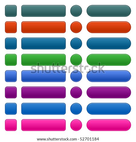 Matted colorful blank internet web buttons collection on white background