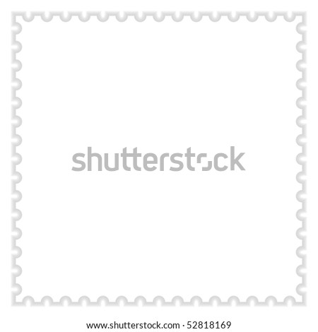 Satin smooth matted white blank postage stamp with shadow on white background