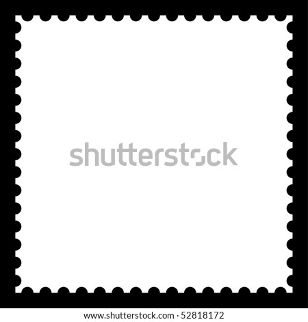Satin smooth matted white empty postage stamp with shadow on black background