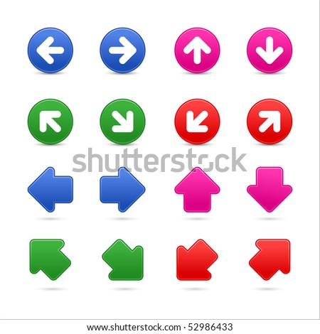 Colorful arrow group web button with shadow on white background