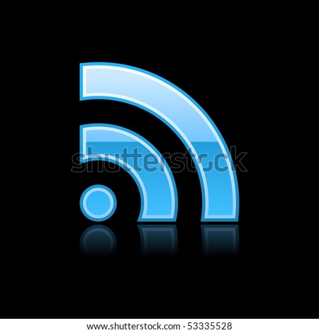 RSS symbol glossy blue web button with reflection