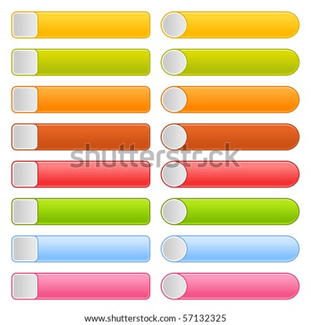 16 blank button web 2.0 navigation panel. Colorful rounded rectangle shapes on white background