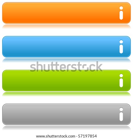 Matted satin color buttons with info symbol on a white background