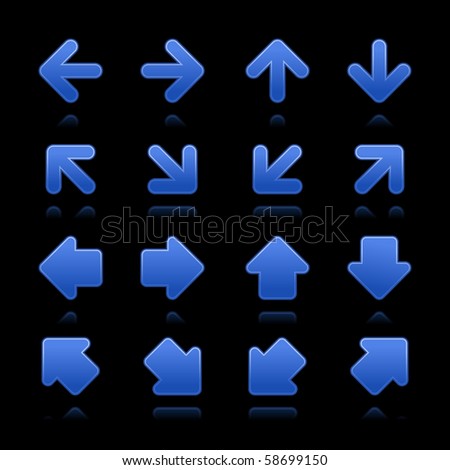 Arrow sign web internet buttons. Cobalt smooth shapes with reflections on black