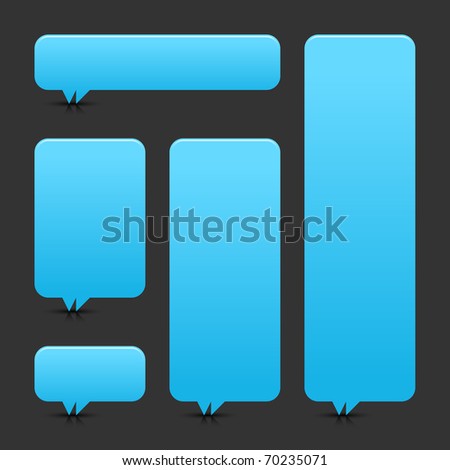 Blue blank speech bubble dialog with shadow and reflection on gray background