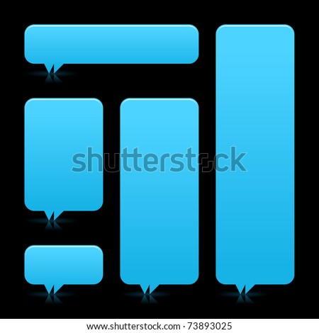 Blue blank speech bubble dialog with color reflection on black background