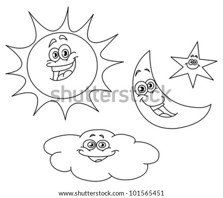 Sun moon stars coloring pages for kids - Imagui