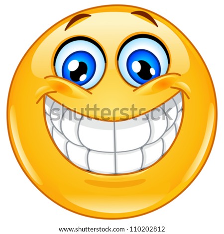 Emoticon with big toothy smile - stock vector