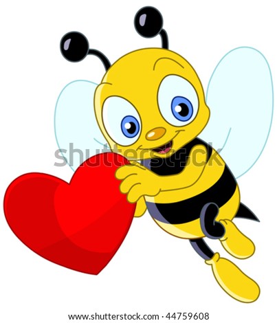 stock vector : Cute bee holding a heart