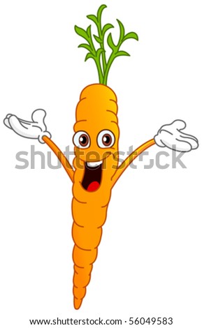 cartoon carrot with face. cartoon carrot raising his
