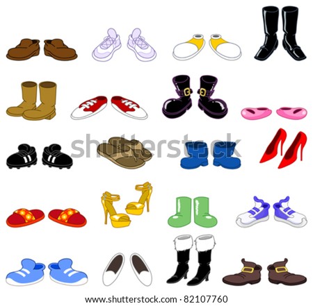 Cartoon Shoes Set Stock Vector Illustration 82107760 : Shutterstock