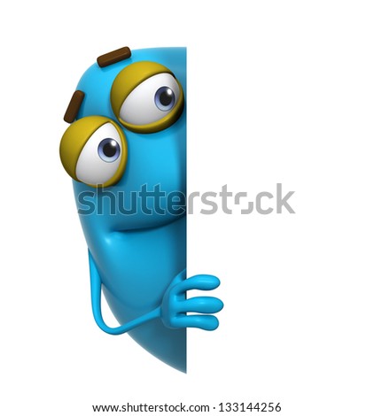 3D cartoon cute blue monster 3D cartoon cute blue monster