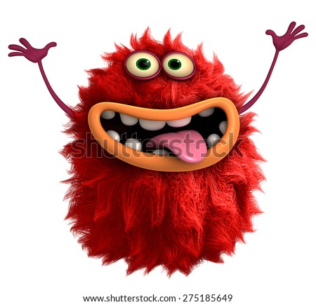 red cartoon hairy monster 3d red cartoon hairy monster 3d