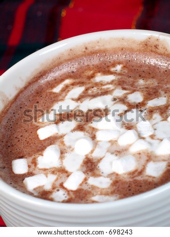 Hot cocoa and marshmallows close-up