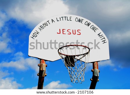 Basketball hoop and backboard with inspirational saying