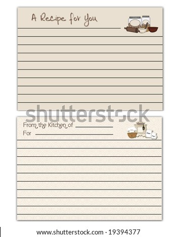 Lined recipe cards with cooking theme