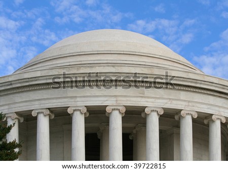 Architectural details of the Jefferson Memorial monument in Washington DC