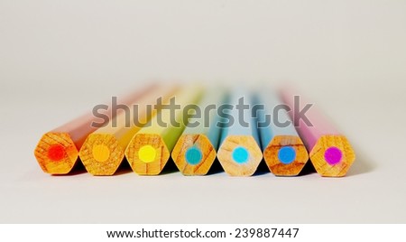 Pencil rainbow. Pecils lying in a line