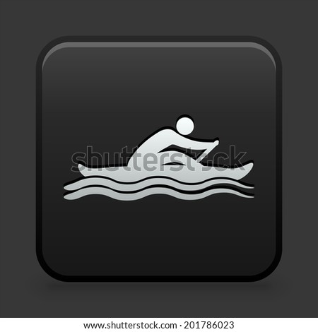 Kayak Icon on Black and White Button