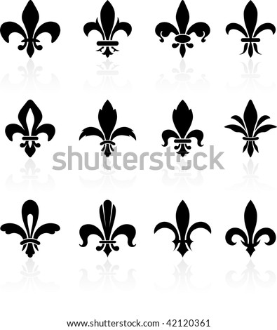 Logo Design Black  White on Fleur De Lis Black And White Design Collection Stock Vector 42120361