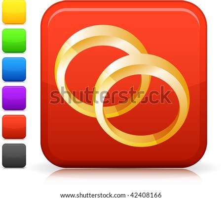stock vector wedding band icon on square internet button Six color options