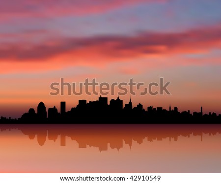 new york city skyline at sunset. New York city Skyline