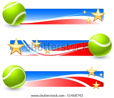 Tennis Balls with Patriotic U.S. Banner Original Illustration