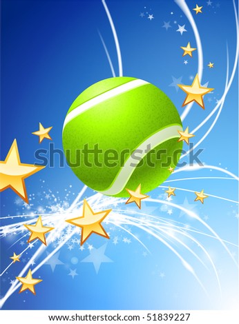 Tennis Ball on Abstract Modern Light Background Original Illustration