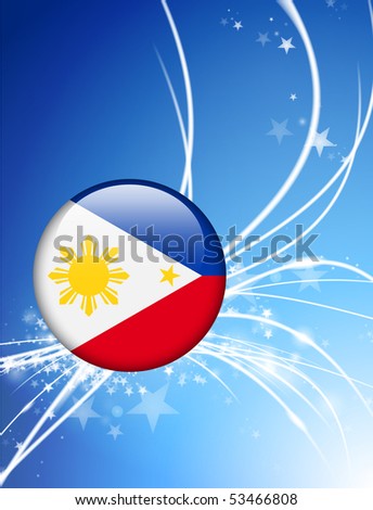stock vector The Philippines Flag Button on Abstract Light Background 