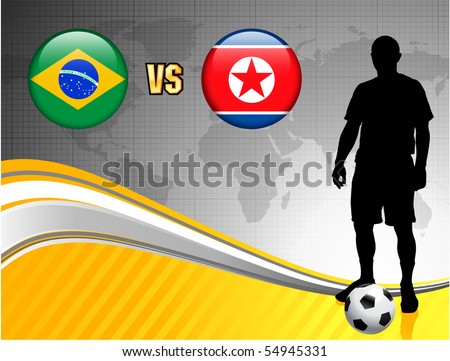 World Map Korea. stock vector : Brazil versus North Korea on Abstract World Map Background