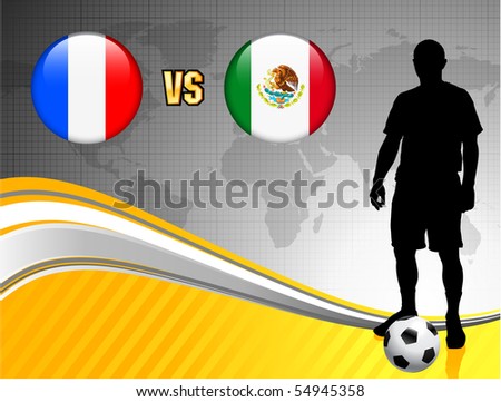 World Map France. stock vector : France versus Mexico on Abstract World Map Background