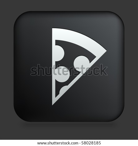 stock vector : Pizza Slice Icon on Square Black Internet Button Original 
