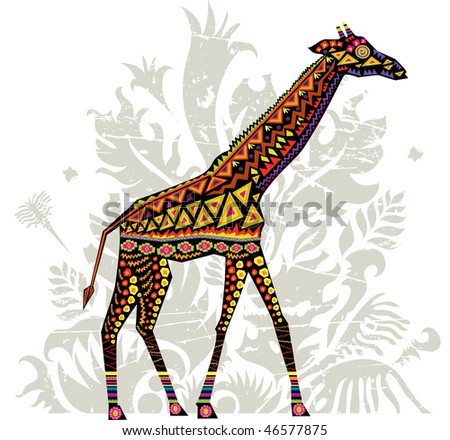 stock vector : vector illustration of a giraffe with african patterns