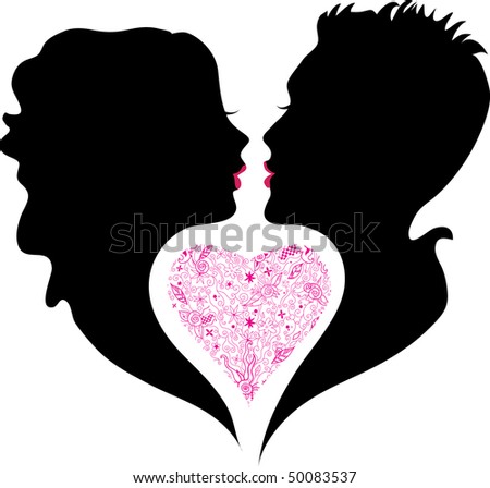 in love silhouette. of boy and girl in love