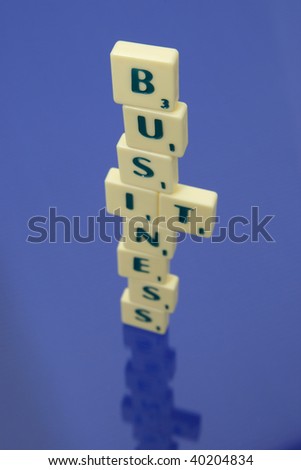 IT meets business in cross words on blue background