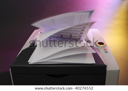 Office Laser color printer on colorful background