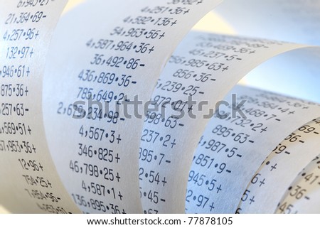 Calculator paper tape rolled up