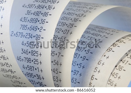 Calculator paper tape rolled up