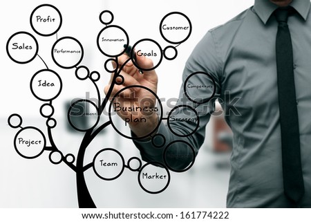 Businessman Drawing Business Plan Tree