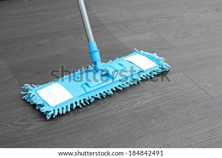 house cleaning - mop washing wooden floor