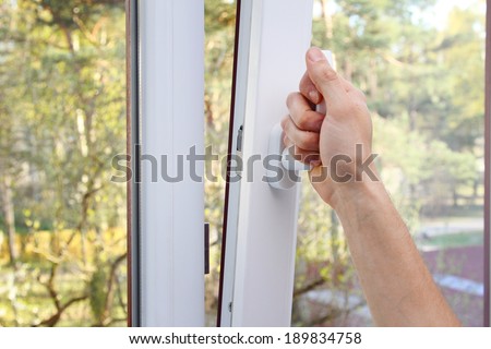 hand open plastic window