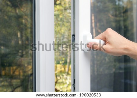 hand open plastic window