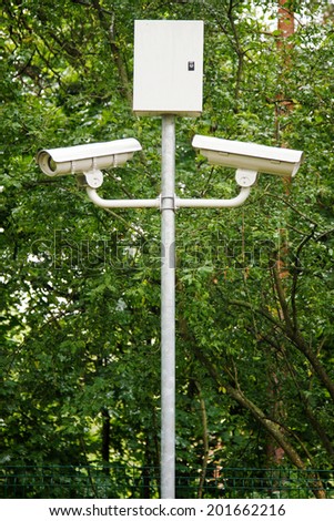camera watching for security in city park