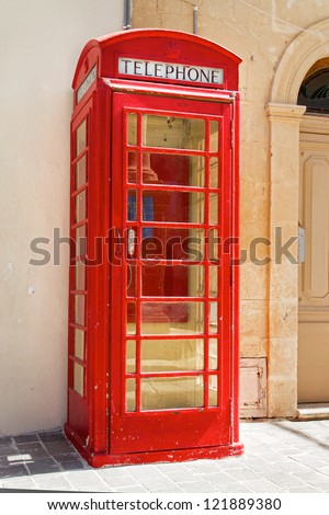 Classic British red phone booth