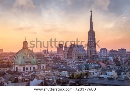 Vienna Skyline with St. Stephen\'s Cathedral, Vienna, Austria