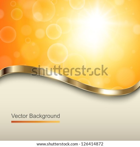 Abstract orange background with gold wave vector Abstract orange background with gold wave vector
